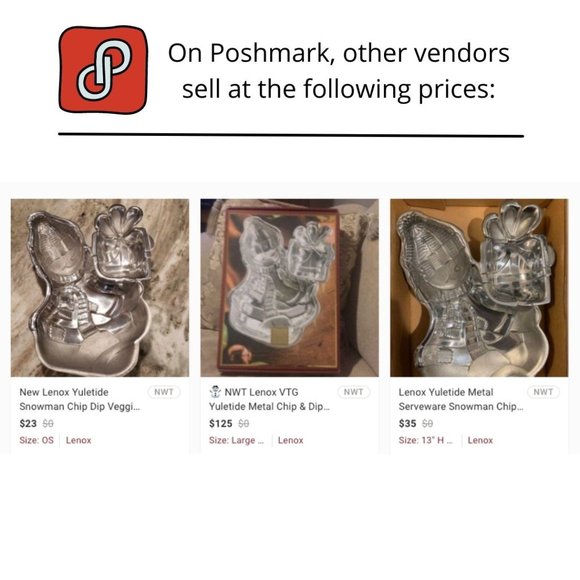 NEW - Lenox Yuletide Snowman Metal Chip Dip Serveware - Picture 3 of 4